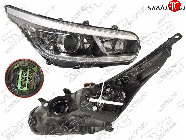 8 299 р. Правая фара передняя TYC (галоген, LED) KIA Ceed 2 JD рестайлинг универсал (2015-2018)  с доставкой в г. Чебоксары