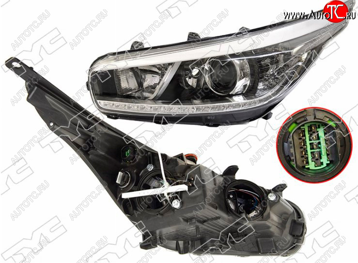 8 299 р. Левая фара передняя TYC (галоген, LED) KIA Ceed 2 JD рестайлинг универсал (2015-2018)  с доставкой в г. Чебоксары
