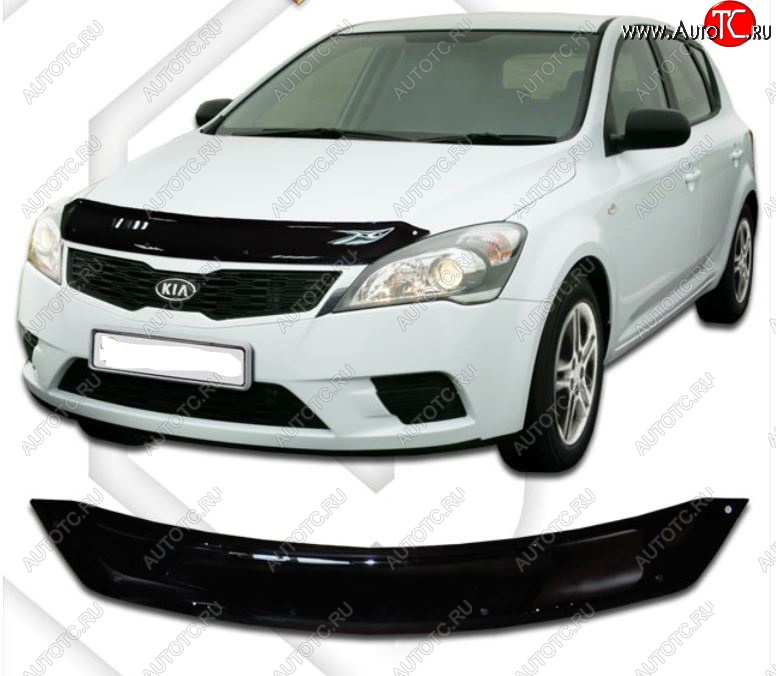 2 159 р. Дефлектор капота CA-Plastic KIA Ceed 1 ED рестайлинг, хэтчбэк 5 дв. (2010-2012) (Classic черный, Без надписи)  с доставкой в г. Чебоксары