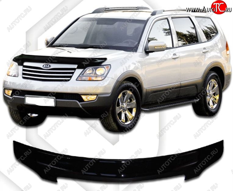 2 399 р. Дефлектор капота CA-Plastic KIA Mohave HM рестайлинг (2017-2020) (Classic черный, Без надписи)  с доставкой в г. Чебоксары