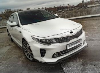 Юбка переднего бампера (только GT-Line бампер) TopKontur Design KIA Optima  4 JF (2015-2018) дорестайлинг универсал, дорестайлинг седан