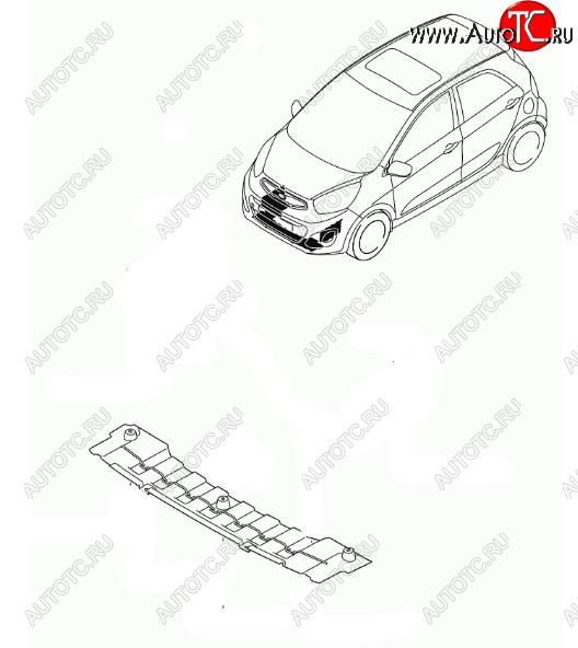 989 р. Пыльник переднего бампера HYUNDAI/KIA/MOBIS KIA Picanto 2 TA хэтчбэк 3 дв. дорестайлинг (2011-2015)  с доставкой в г. Чебоксары