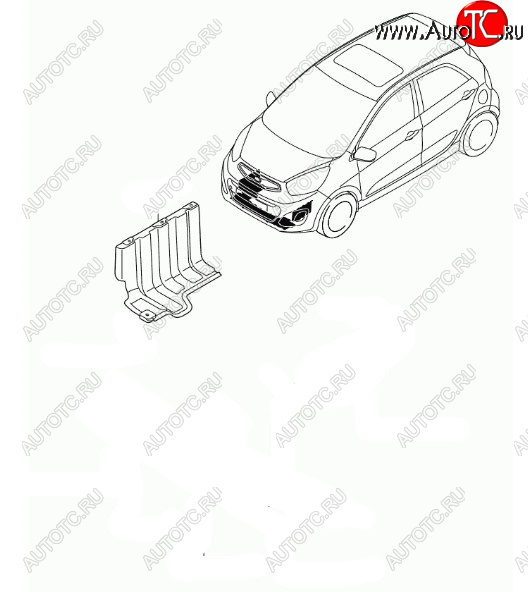 1 849 р. Правый защита двигателя (пыльник) HYUNDAI/KIA/MOBIS KIA Picanto 2 TA хэтчбэк 3 дв. дорестайлинг (2011-2015)  с доставкой в г. Чебоксары