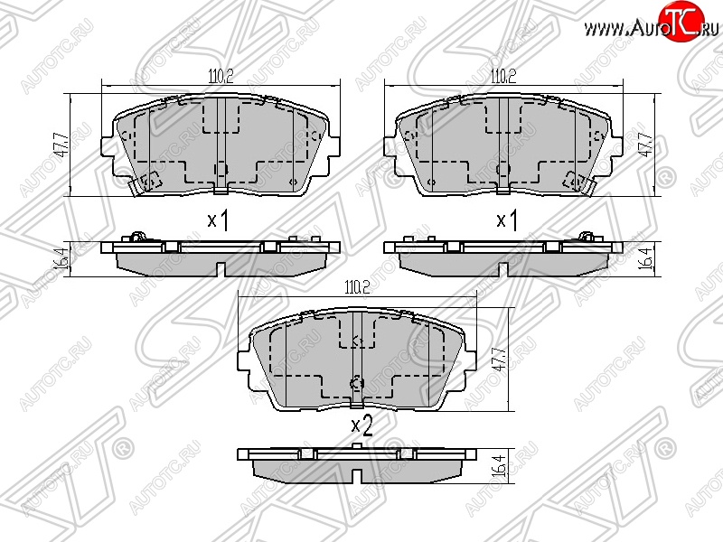 819 р. Колодки тормозные SAT (передние) KIA Picanto 2 TA хэтчбэк 3 дв. дорестайлинг (2011-2015)  с доставкой в г. Чебоксары