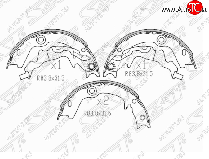 1 459 р. Колодки ручного тормоза SAT KIA Rio 2 JB дорестайлинг, хэтчбэк 5 дв. (2005-2009)  с доставкой в г. Чебоксары