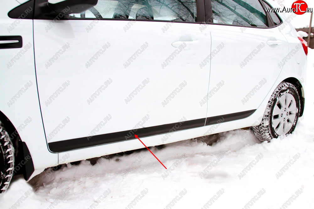 1 159 р. Молдинг двери RA (вариант 1, передний левый)  KIA Rio  3 QB (2011-2017) дорестайлинг седан, хэтчбек 5 дв. дорестайлинг, рестайлинг седан, хэтчбек 5 дв. рестайлинг (Поверхность глянец под окраску, Неокрашенный)  с доставкой в г. Чебоксары