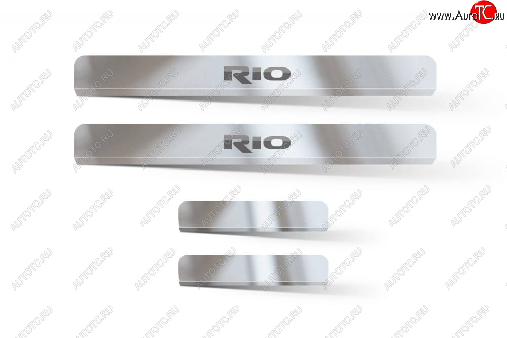 2 169 р. Пороги накладки в проем дверей Petroil Tuning KIA Rio 3 QB дорестайлинг седан (2011-2015) (Нержавейка полированная с надписью)  с доставкой в г. Чебоксары