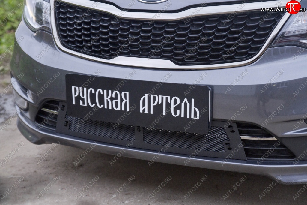2 159 р. Защитная сетка решетки переднего бампера РА  KIA Rio  3 QB (2015-2017) рестайлинг седан  с доставкой в г. Чебоксары