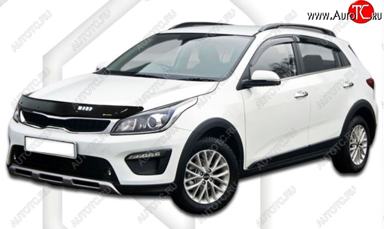 2 159 р. Дефлектор капота CA-Plastic KIA Rio X-line (2017-2021) (Classic черный, Без надписи)  с доставкой в г. Чебоксары