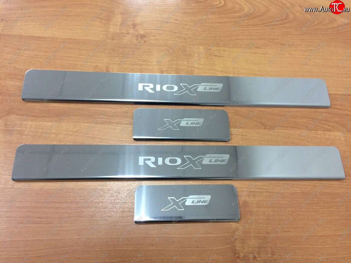 2 179 р. Накладки порожков салона INOX KIA Rio X-line (2017-2021) (Нержавеющая сталь)  с доставкой в г. Чебоксары