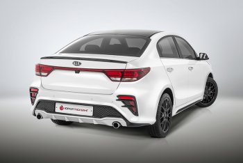 16 999 р. Задний бампер Kudos  KIA Rio  4 FB (2016-2020) дорестайлинг седан (Под парктроник и раздвоенный глушитель, Неокрашенный)  с доставкой в г. Чебоксары. Увеличить фотографию 2