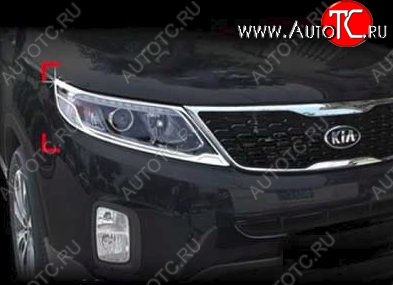 2 849 р. Накладки на фары СТ KIA Sorento XM рестайлинг (2012-2015) (Неокрашенные)  с доставкой в г. Чебоксары