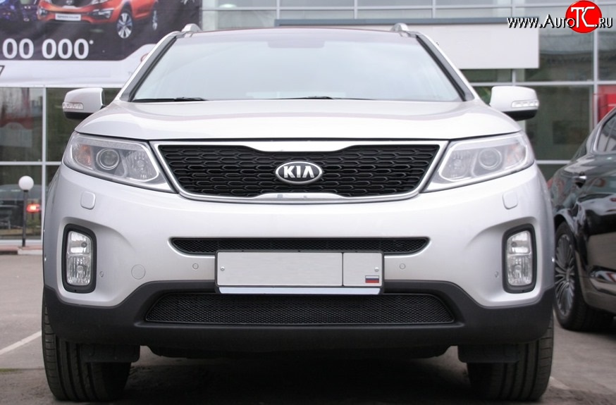 4 599 р. Сетка на бампер Novline  KIA Sorento  XM (2012-2015) рестайлинг  с доставкой в г. Чебоксары