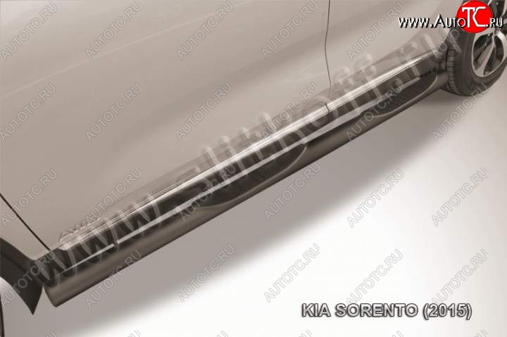13 549 р. Защита порогов из труб d76 Slitkoff (с проступью)  KIA Soul  PS (2014-2016) дорестайлинг (Цвет: серебристый)  с доставкой в г. Чебоксары