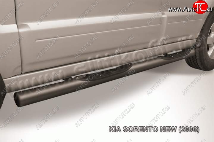 12 399 р. Защита порогов из труб d76 (с проступью) Slitkoff  KIA Sorento  BL (2006-2010) рестайлинг (Цвет: серебристый)  с доставкой в г. Чебоксары