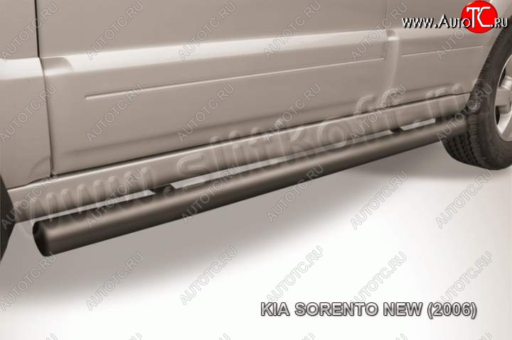10 599 р. Защита порогов из труб d76 Slitkoff  KIA Sorento  BL (2002-2010) дорестайлинг, рестайлинг (Цвет: серебристый)  с доставкой в г. Чебоксары