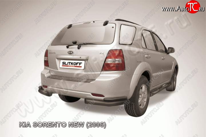 9 449 р. Защита заднего бампера из уголков d76+d42 Slitkoff (двойная) KIA Sorento BL рестайлинг (2006-2010) (Цвет: серебристый)  с доставкой в г. Чебоксары