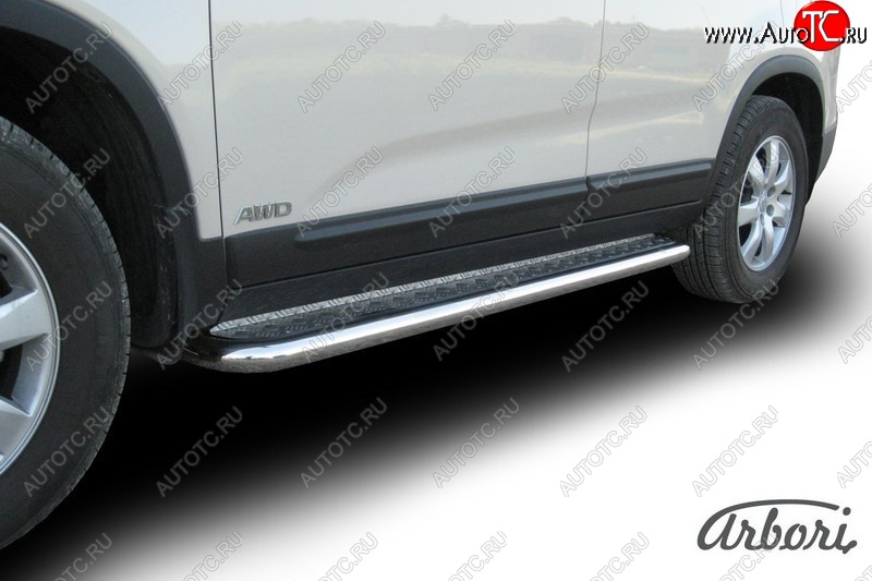 15 569 р. Защита штатных порогов с листом Arbori (нержавейка, алюминий, d57) KIA Sorento XM дорестайлинг (2009-2012)  с доставкой в г. Чебоксары