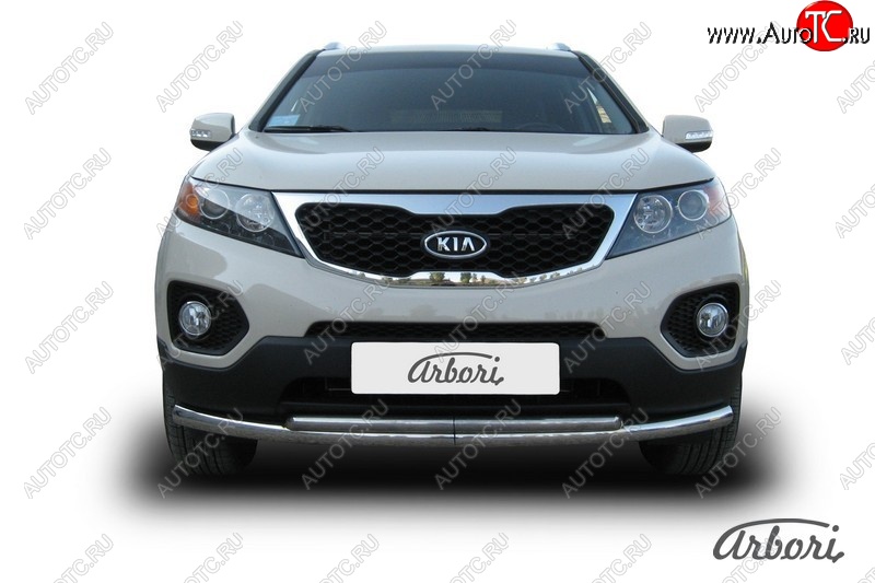 17 099 р. Защита переднего бампера Arbori (нержавейка, 2 трубы d57 и 42 mm) KIA Sorento XM дорестайлинг (2009-2012)  с доставкой в г. Чебоксары