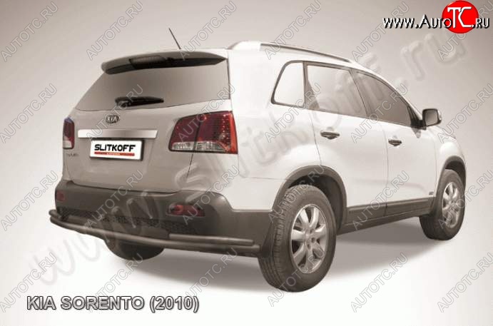 11 649 р. Защита заднего бампера из труб d57+d42 Slitkoff (с уголками)  KIA Sorento  XM (2009-2012) дорестайлинг (Цвет: серебристый)  с доставкой в г. Чебоксары