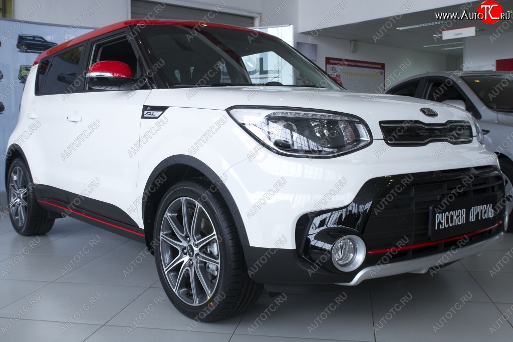 5 359 р. Накладки на колёсные арки RA (комплект 4 шт.)  KIA Soul  PS (2017-2019) рестайлинг (Поверхность шагрень)  с доставкой в г. Чебоксары
