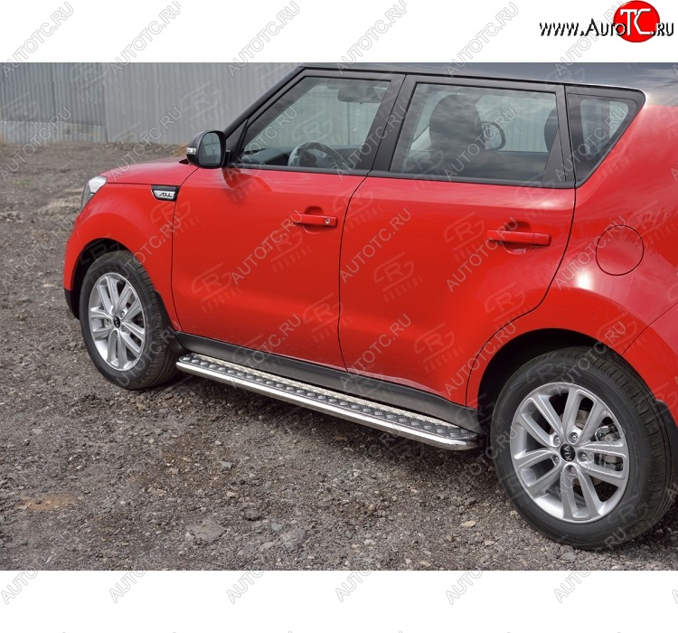 24 649 р. Широкая защита порогов с трубой диаметром 42 мм SLITKOFF v1  KIA Soul  PS (2014-2016) дорестайлинг  с доставкой в г. Чебоксары