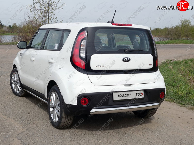 14 349 р. Защита заднего бампера (овальная) ТСС (нержавейка d75х42 мм) KIA Soul PS рестайлинг (2017-2019)  с доставкой в г. Чебоксары