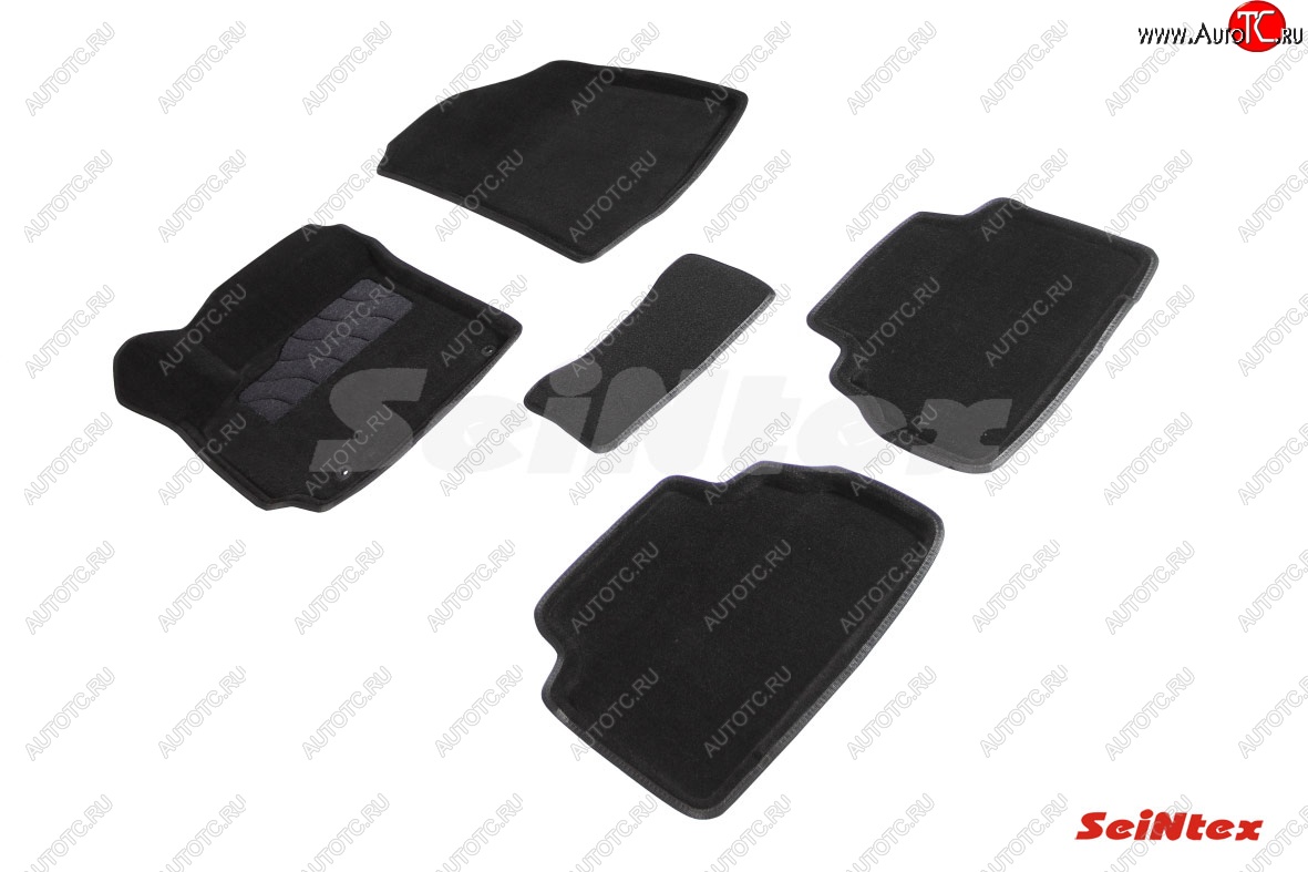 5 699 р. Комплект 3D ковриков в салон (ворсовые / чёрные) Seintex KIA Soul SK3 (2018-2022)  с доставкой в г. Чебоксары