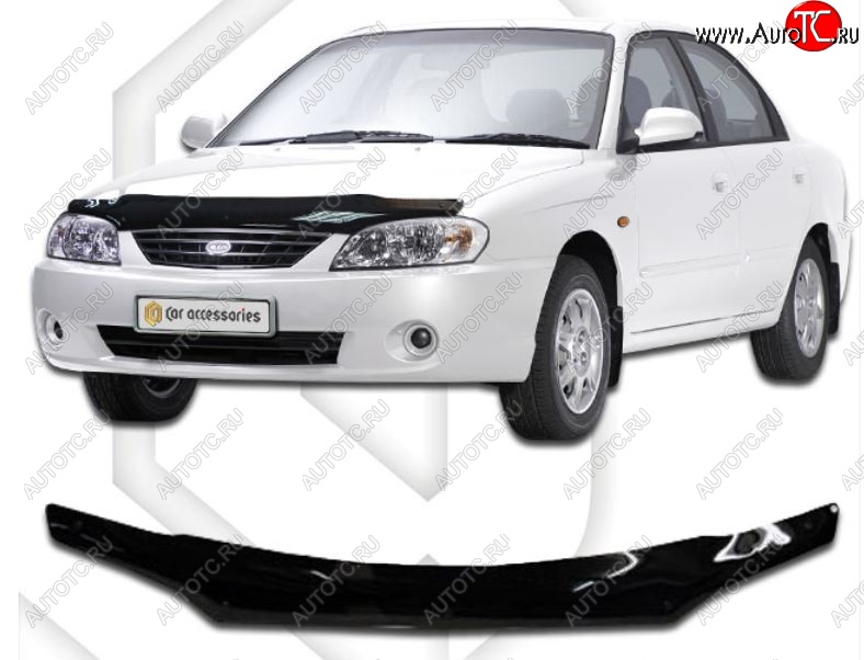 2 159 р. Дефлектор капота CA-Plastic KIA Spectra (2000-2009) (Classic черный, Без надписи)  с доставкой в г. Чебоксары