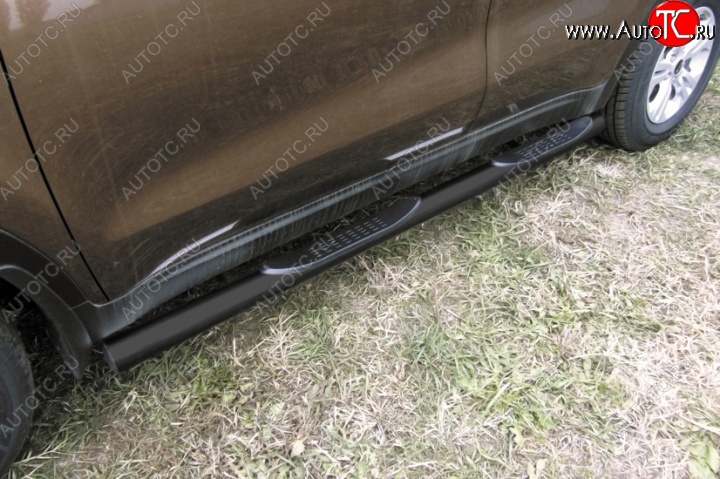 12 999 р. Защита порогов из труб d76 Slitkoff (с проступью)  KIA Sportage  4 QL (2016-2018) дорестайлинг (Цвет: серебристый)  с доставкой в г. Чебоксары