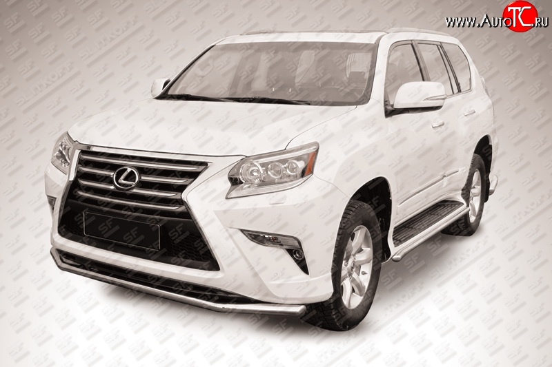 17 599 р. Одинарная защита переднего бампера из трубы диаметром 57 мм Slitkoff  Lexus GX460  J150 (2013-2022) 1-ый рестайлинг, 2-ой рестайлинг (Нержавейка, Полированная)  с доставкой в г. Чебоксары