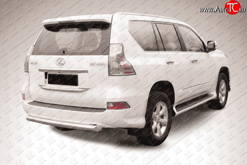 20 899 р. Защита заднего бампера из короткой трубы диаметром 76 мм Slitkoff  Lexus GX460  J150 (2013-2022) 1-ый рестайлинг, 2-ой рестайлинг (Нержавейка, Полированная)  с доставкой в г. Чебоксары