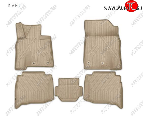 8 449 р. Комплект ковриков салона Kvest  Lexus GX460  J150 (2013-2022) 1-ый рестайлинг, 2-ой рестайлинг (Бежевые, бежевая окантовка)  с доставкой в г. Чебоксары