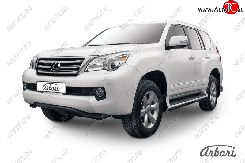 9 269 р. Защита переднего бампера Arbori (волна, черная, 1 труба d57 mm). Lexus GX460 J150 дорестайлинг (2009-2013)  с доставкой в г. Чебоксары