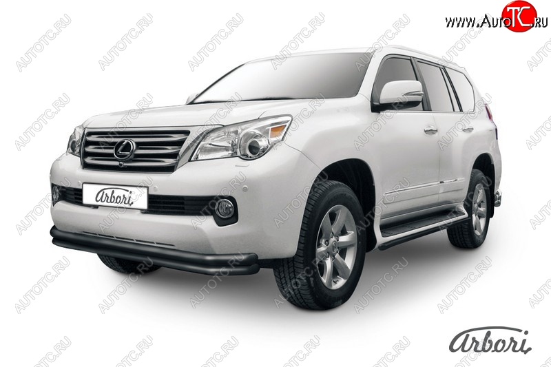 11 789 р. Защита переднего бампера Arbori (черная, 2 трубы d57 и 57 mm) Lexus GX460 J150 дорестайлинг (2009-2013)  с доставкой в г. Чебоксары
