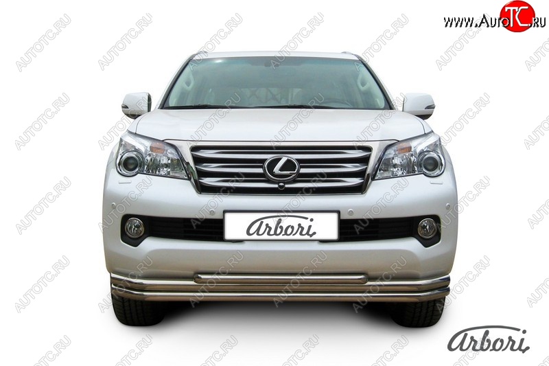 19 349 р. Защита переднего бампера Arbori (нержавейка, 3 трубы d57, 57 и 42 mm) Lexus GX460 J150 дорестайлинг (2009-2013)  с доставкой в г. Чебоксары
