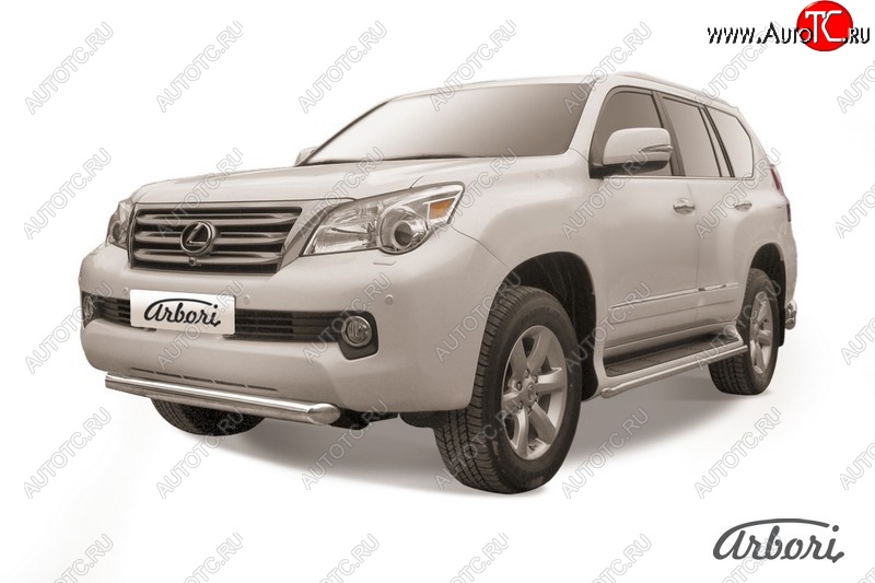 12 329 р. Защита переднего бампера Arbori (черная, 1 труба d76 mm). Lexus GX460 J150 дорестайлинг (2009-2013)  с доставкой в г. Чебоксары