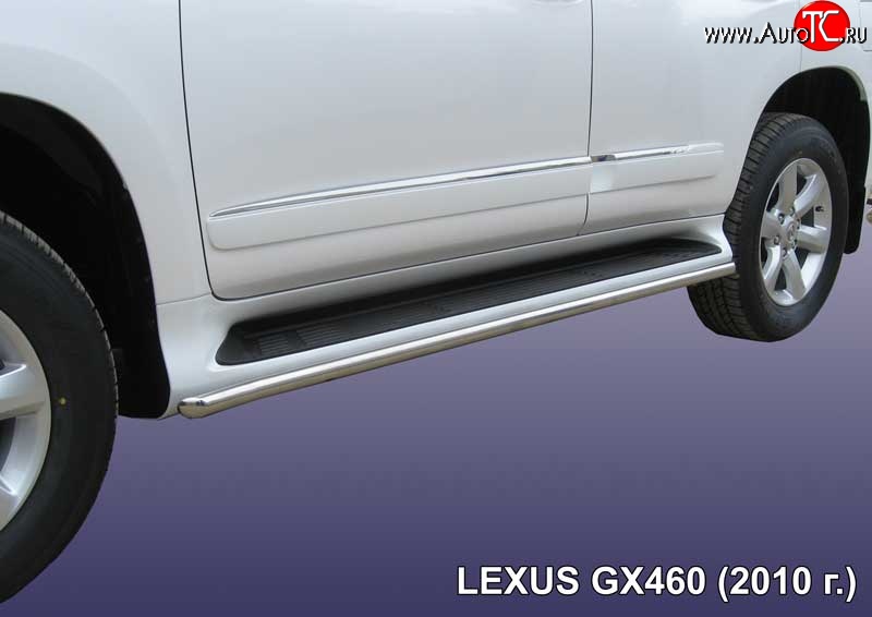 15 699 р. Защита штатных порогов из круглой трубы диаметром 42 мм Slitkoff Lexus GX460 J150 дорестайлинг (2009-2013) (Нержавейка, Полированная)  с доставкой в г. Чебоксары
