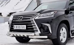 26 749 р. Защита переднего бампера (2 трубы Ø63 мм с зубами, нержавейка) SLITKOFF Lexus LX450d J200 2-ой рестайлинг (2015-2022)  с доставкой в г. Чебоксары. Увеличить фотографию 4
