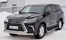 20 999 р. Защита переднего бампера (2 трубыØ63 и 42 мм, нержавейка) SLITKOFF Lexus LX450d J200 2-ой рестайлинг (2015-2022)  с доставкой в г. Чебоксары. Увеличить фотографию 2