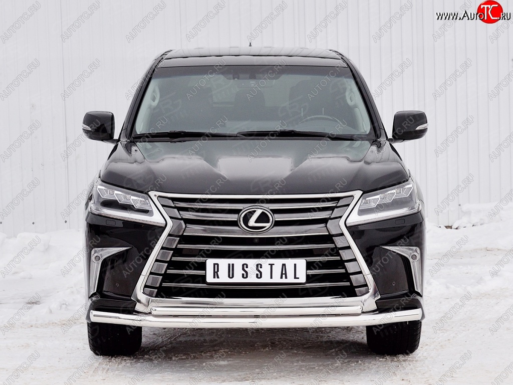 20 999 р. Защита переднего бампера (2 трубыØ63 и 42 мм, нержавейка) SLITKOFF Lexus LX450d J200 2-ой рестайлинг (2015-2022)  с доставкой в г. Чебоксары