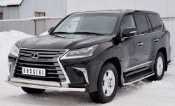 16 449 р. Защита переднего бампера (2 трубыØ63 и 75х42 мм, нержавейка) Russtal Lexus LX450d J200 2-ой рестайлинг (2015-2022)  с доставкой в г. Чебоксары. Увеличить фотографию 2