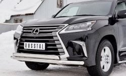 16 449 р. Защита переднего бампера (2 трубыØ63 и 75х42 мм, нержавейка) Russtal Lexus LX450d J200 2-ой рестайлинг (2015-2022)  с доставкой в г. Чебоксары. Увеличить фотографию 4