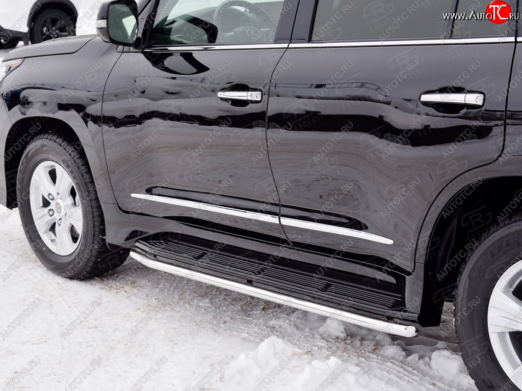 14 999 р. Защита порогов из круглой трубы диаметром 42 мм SLITKOFF  Lexus LX450d  J200 (2015-2022) 2-ой рестайлинг  с доставкой в г. Чебоксары