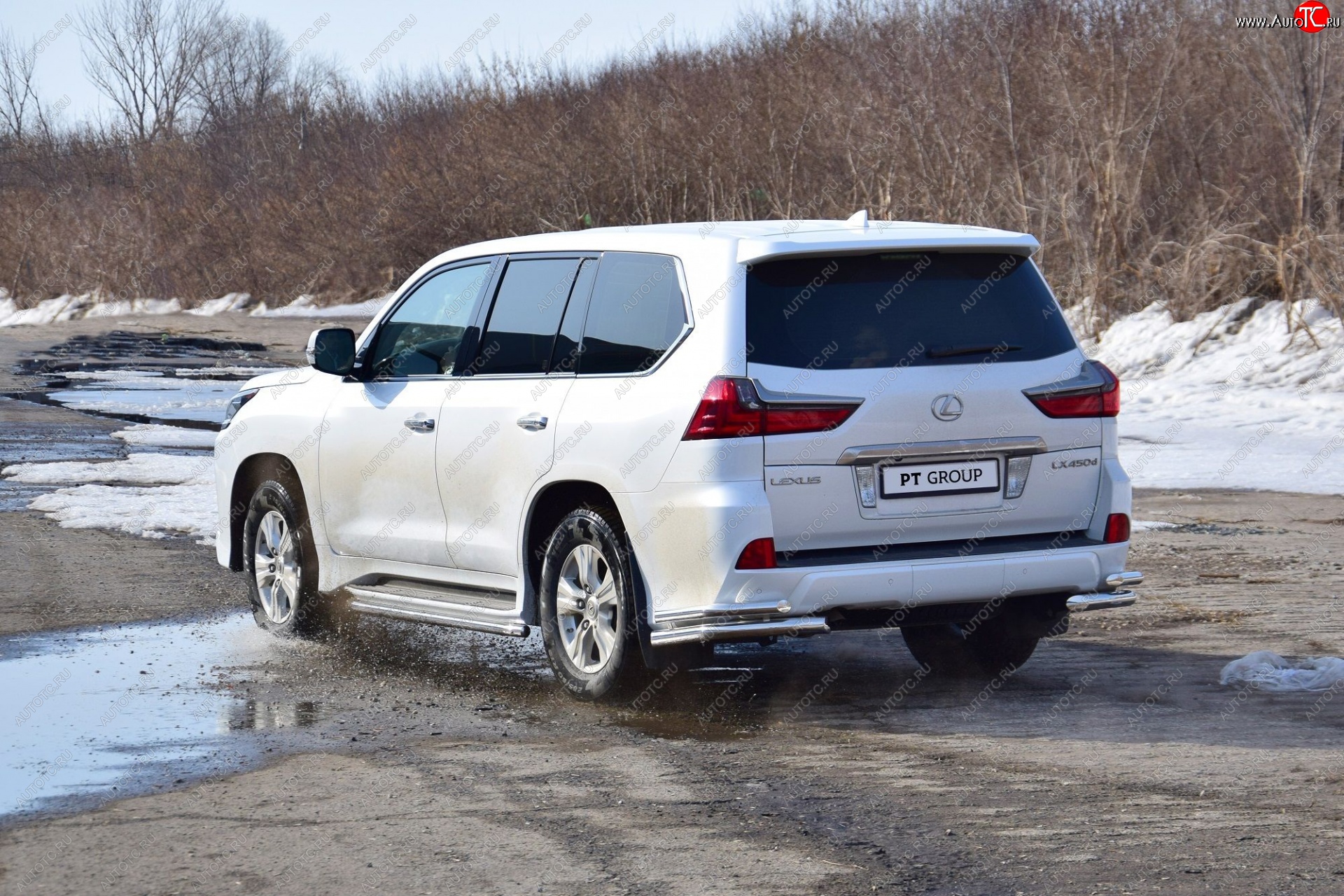 22 549 р. Защита заднего бампера Petroil Tuning (уголки двойные, d63/51)  Lexus LX450d  J200 (2015-2022) 2-ой рестайлинг (Нержавеющая полированная сталь)  с доставкой в г. Чебоксары