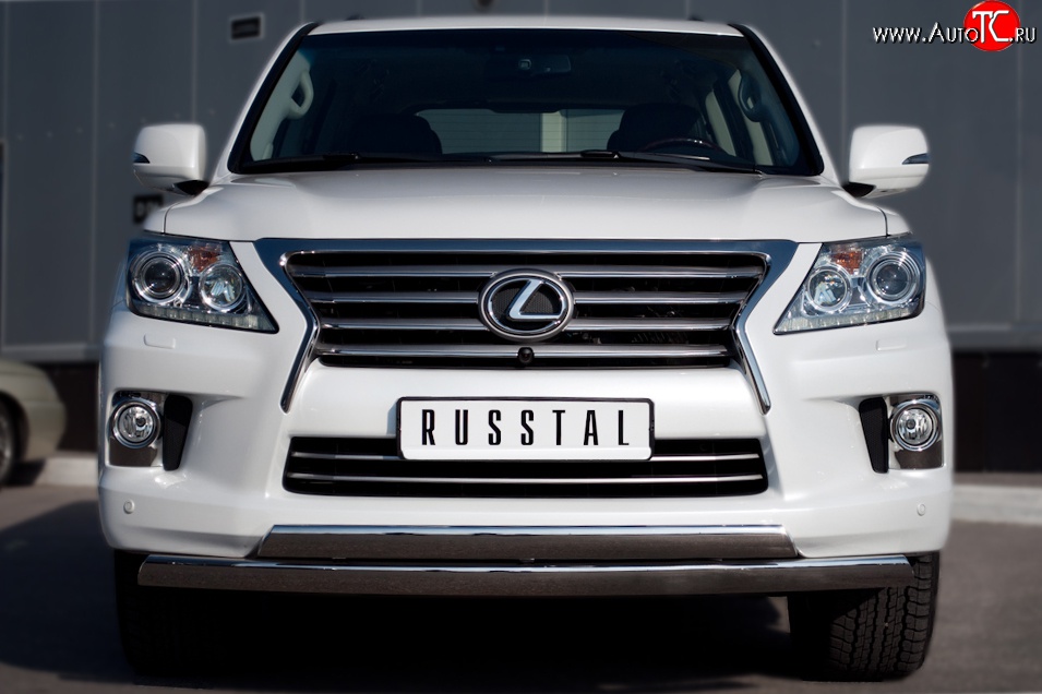 17 999 р. Защита переднего бампера (2 трубыØ75х42 мм, нержавейка) Russtal Lexus LX570 J200 дорестайлинг (2007-2012)  с доставкой в г. Чебоксары