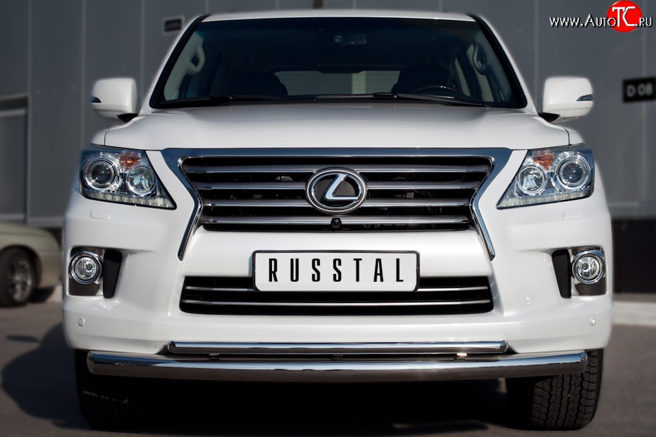 20 999 р. Защита переднего бампера (2 трубыØ76 и 42 мм, нержавейка) SLITKOFF Lexus LX570 J200 дорестайлинг (2007-2012)  с доставкой в г. Чебоксары