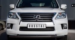 Защита переднего бампера (2 трубыØ42 и 75х42 мм, нержавейка) SLITKOFF Lexus LX570  J200 (2007-2012) дорестайлинг