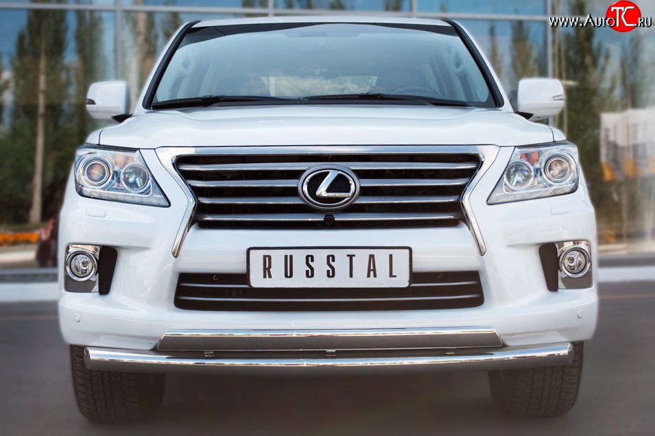 15 999 р. Защита переднего бампера (2 трубыØ76 и 63 мм, нержавейка) Russtal Lexus LX570 J200 дорестайлинг (2007-2012)  с доставкой в г. Чебоксары