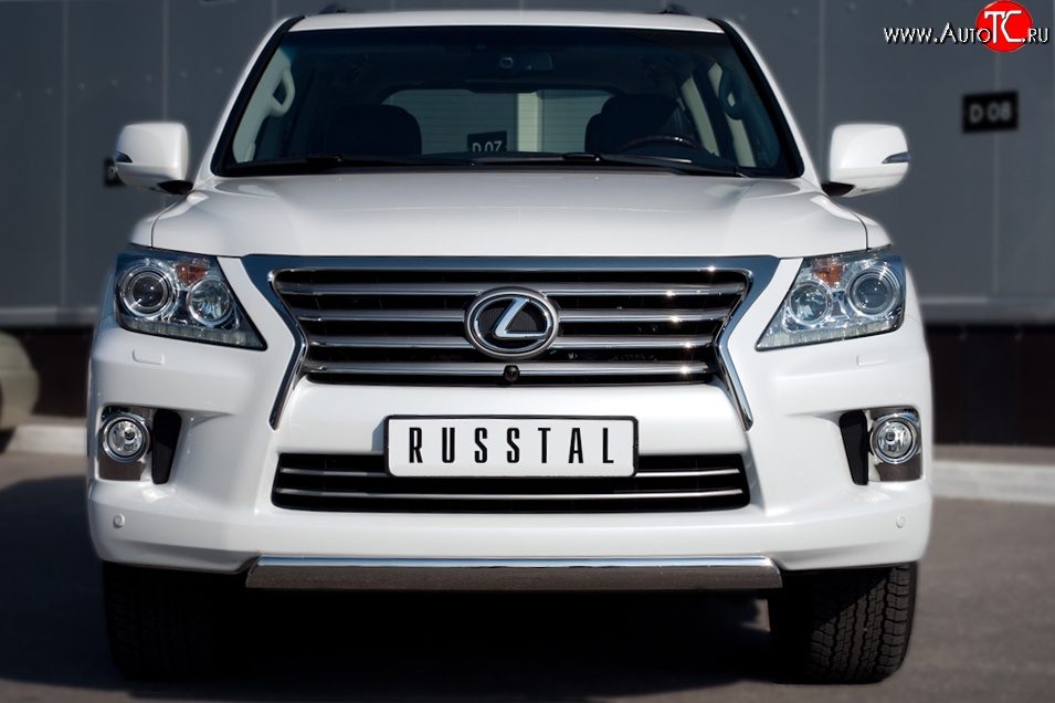 12 999 р. Защита переднего бампера Russtal из овальной трубы диаметром 75x42 мм Lexus LX570 J200 дорестайлинг (2007-2012)  с доставкой в г. Чебоксары